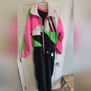 Vintage full snowsuit made by NILS High Performance, Neon Retro!